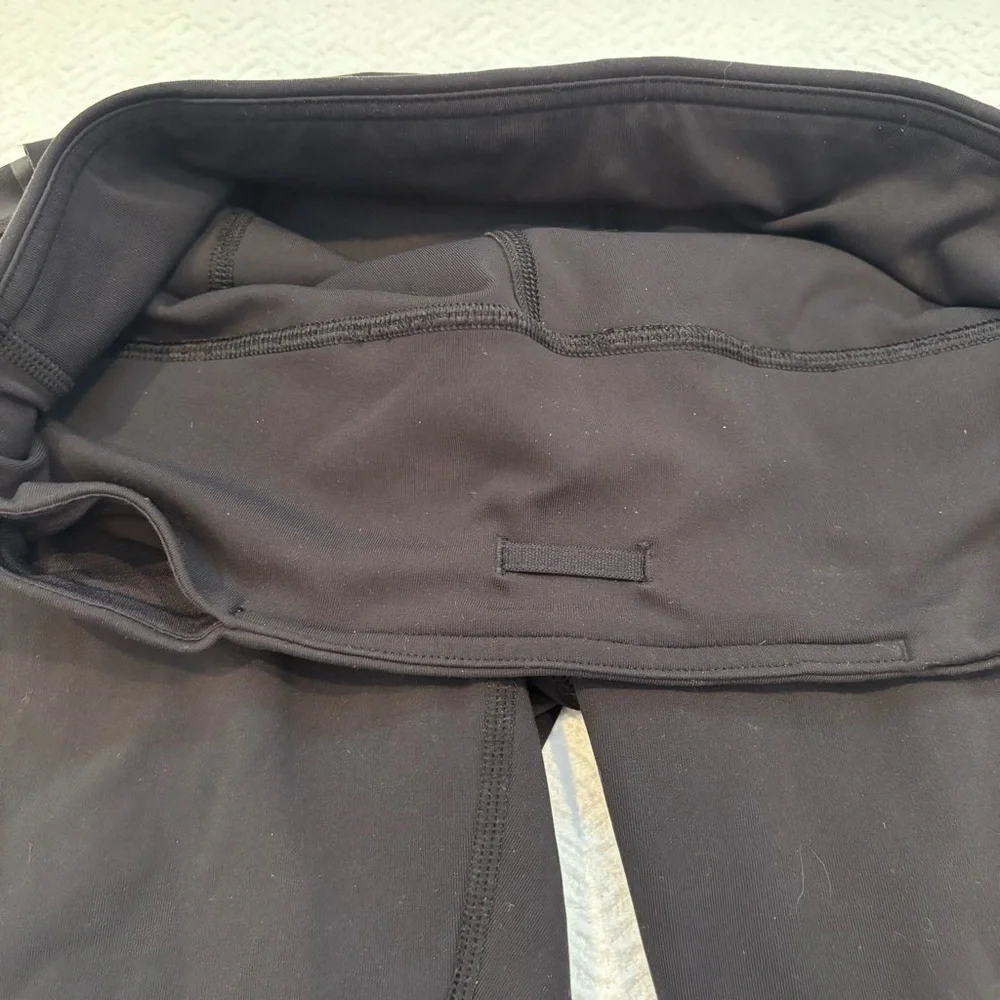 Lululemon Wunder Under Black Crop Leggings Size 6 Mesh Detail Drawstring Pockets